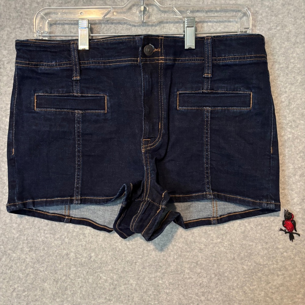 American Eagle Womens 10 Micro Shorts Denim Stretch High Rise Dark Wash Blue NWT